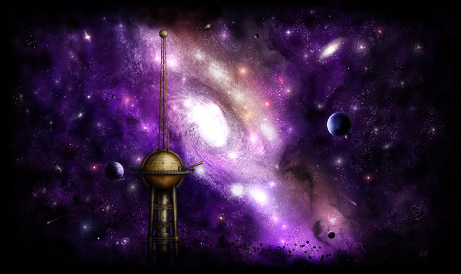 ''Космическая обсерватория. Верхний этаж''. Иллюстрация для сайта Frozen Pixels